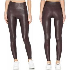 SPANX Faux Leather Leggings‎ Sz S maroon red